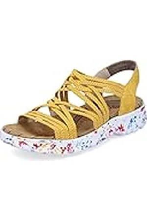 Rieker Mujer Sandalias 67898, señora Sandalias,Zapatos de Verano,Sandalias de Verano,cómodas,Planas,Amarillo (Gelb / 68),42 EU / 8 UK