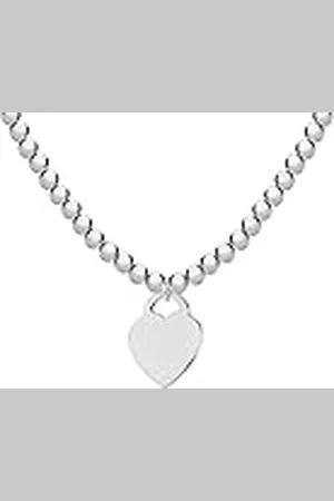 Amazon Collar con cadena de cuentas en forma de corazón de esterlina, 46 cm