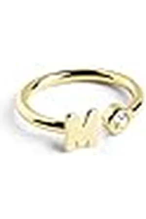 SINGULARU Anillo Personalizado Letter Spark. Ajustable. Plata de Ley 925 con Acabado Baño de de 18 Kt. Talla Unica. Joyas para Mujer. Letra M