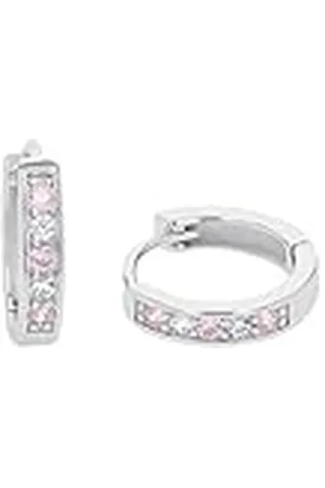 Amor Creoles Plata de Ley 925 Joyas de Orejas para Niñas, con Sintetizador de Circonitas, 1,2 cm, Plata, Viene en Caja de Regalo de Joyería