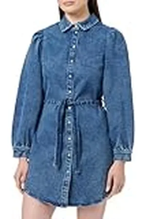 ONLY Onlrocco Stretch LS Dnm Belt Dress Vestido, , XS para Mujer