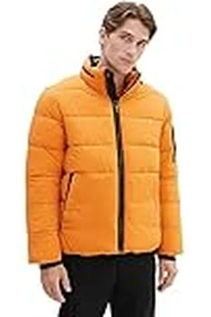 TOM TAILOR 1037333 Chaqueta Acolchada con Capucha Desmontable, 32243-tomato Cream Orange, 42 Hombres