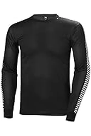 Helly Hansen Camiseta Térmica HH LIFA Stripe Crew LS Baselayer, Hombre, Negro, 2XL
