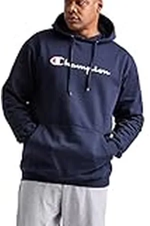 Champion Sudadera con capucha para hombre grande y alto, sudadera gráfica Powerblend, logotipo de escritura, , 4X-Large