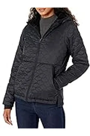 Amazon Chaqueta Acolchada Ligera con Cremallera Completa, Resistente al Agua, con Capucha y Forro de Sherpa Mujer, , XXL