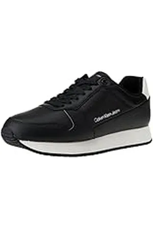 Calvin Klein Jeans Retro Runner Low LTH IN Sat YM0YM00863, Zapatilla de Running Hombre, Negro (Black/Bright White), 44.5 EU