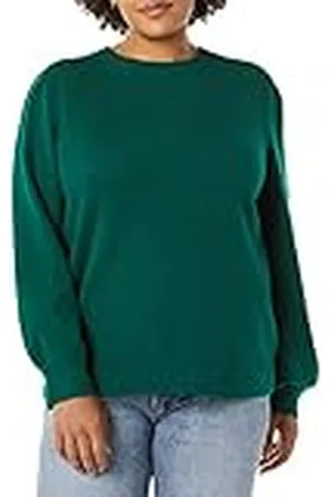 Amazon Jersey con Cuello Redondo y Hombros Plisados de Tacto Suave Mujer, , XS