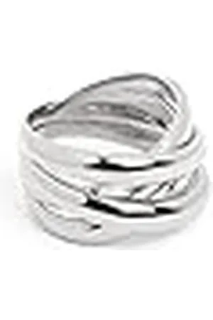 SINGULARU Anillo Double Cross. Latón con Acabado Baño de Rodio Pulido . Joyas para Mujer. Talla 18