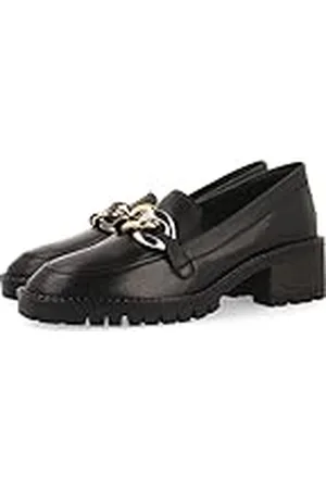 Gioseppo Mocasines Negros de Piel con Detalle de Cadena Multicolor para Mujer Viena