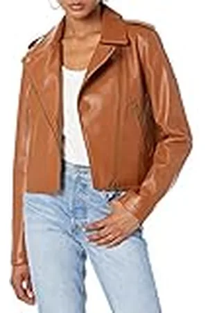 THE DROP Heather Chaqueta de Cuero Sintético de Estilo Motero para Mujer, , 4XL Grande