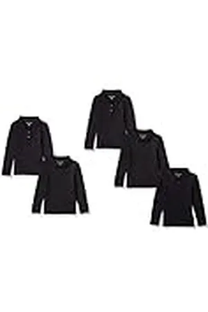 Amazon Polos de Algodón Interlock de Manga Larga Niña, Pack de 5, , 5 años