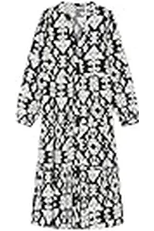 Springfield Vestido Camisero Midi con Estampado Integral y Manga Larga, , 42 para Mujer