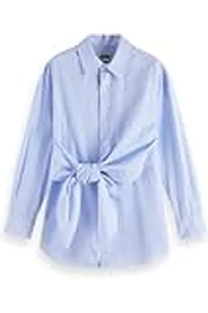 Scotch&Soda Striped Knotted Shirt Camiseta, Sky Blue/White Stripe, 38 Mujeres
