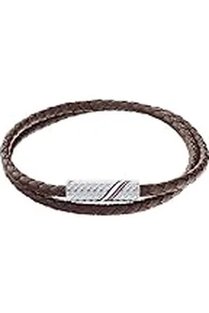 Tommy Hilfiger Jewelry Pulsera para Hombre con Cuero Trenzado Marrón de Doble Vuelta - 2790468