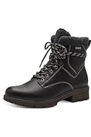Tamaris Mujer Botines, señora Botas Militares,DUOtex,TOUCHit,Impermeable,Medias Botas,Botines,Botas de Cordones,Caliente,Forrado,Black,38 EU