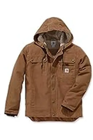 Carhartt Hombre, Chaqueta Utilitaria En Lona De Algodón Con Efecto Desgastado, Forro De Peluche, Ajuste Ligeramente Holgado, Marrón ®, XL