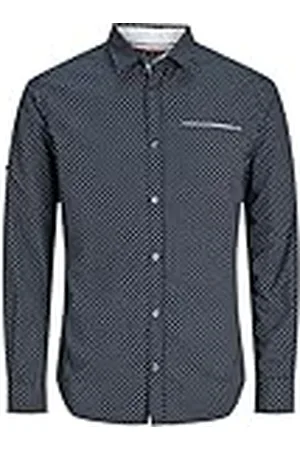 JACK & JONES Jjeremy Detail Shirt LS Noos Camisa de Manga Larga, , L Hombres