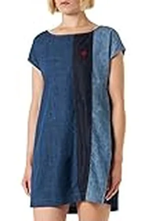 Moschino A- Line Dress in Cotton Light Blue Vestido, Azul Denim, 42 para Mujer