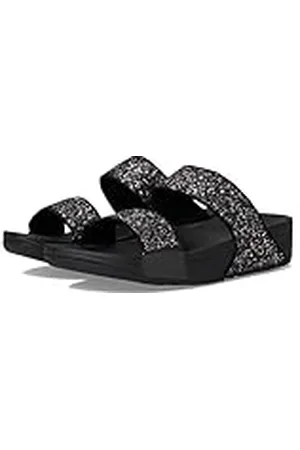 FitFlop Lulu Multi-Tonal Glitter Slides, Sandalia Mujer, Black, 38 EU