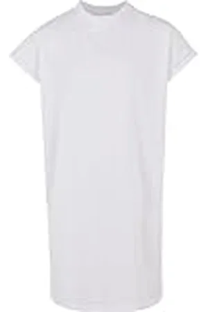 Urban classics Girls Turtle Extended Shoulder Dress Vestido, White, 122-128 para Niñas