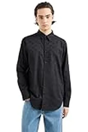 Armani Exchange Regular Fit Long Sleeve Jacquard Cotton All Over Logo Button Down Camisa, , XXL para Hombre