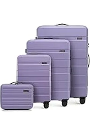 Wittchen Juego de 4 Maletas con Neceser Trolley de Equipaje de Mano en ABS con 4 Ruedas Spinner Cerradura de combinación Mango telescópico Comodo Line púrpura