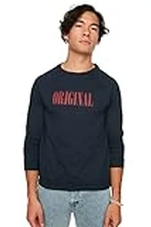 Trendyol Sudadera Estampada con Cuello de Bicicleta de Manga Larga para Hombre, Color , XL