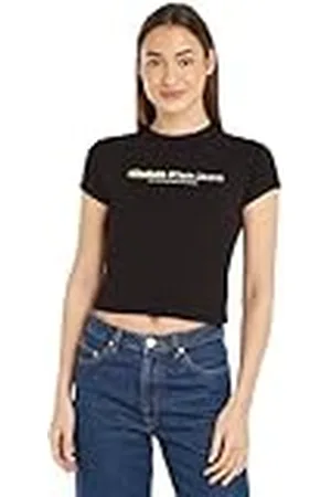Calvin Klein Jeans Slogan Fitted tee J20J222642 Camisetas de Manga Corta, , L para Mujer