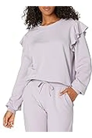 THE DROP Ruby Sudadera Elástica Supersuave con Volantes en los Hombros para Mujer, , S