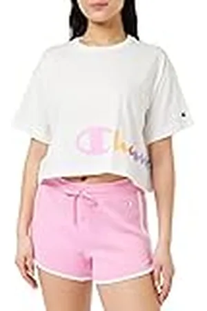 Champion Legacy American Classics Logo Crop Oversized S/S Camiseta, Color Blanco, S para Mujer