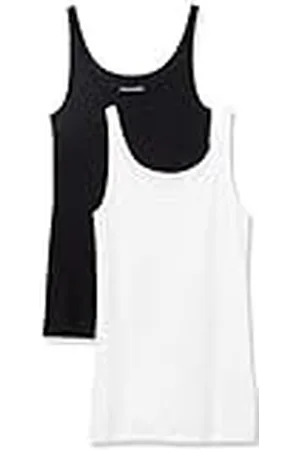 Amazon Top Ajustado sin Mangas y con Tirantes Finos Mujer, Pack de 2, , XS