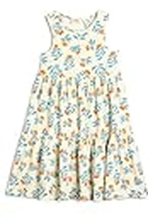 Koton Midi Dress Sleeveless Crew Neck Flower Printed Tiered, Vestido niñas,