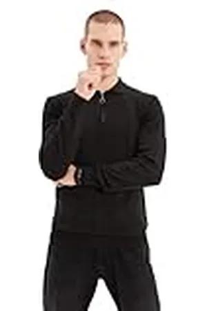 Trendyol Suéter Delgado Liso con Cuello Polo Sudadera, , S para Hombre