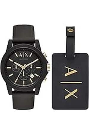 Armani Exchange Reloj Hombre, Movimiento cronógrafo, 45mm Caja de silicona negra con correa de silicona, AX7105