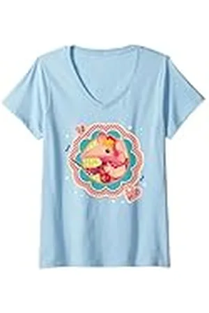 Clangers Mujer Tiny Clanger Conducting Music Gingham Patrón Retro Camiseta Cuello V