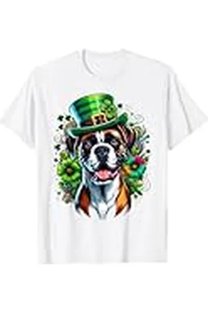 Doggies Unlimited Obra de arte del Día de San Patricio de Boxer Dog Camiseta