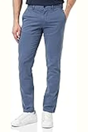 Tommy Hilfiger Hombre Pantalón Bleecker TH Flex Satin Gmd Chino, Azul (Faded Indigo), 31W / 36L