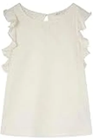 Springfield Camiseta sin Mangas con Volantes y Abertura en la Espalda con botón Coco Estructura Crochet, , L para Mujer