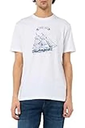 Benetton T-Shirt 3yr3u109h Camiseta, Color Blanco, M para Hombre