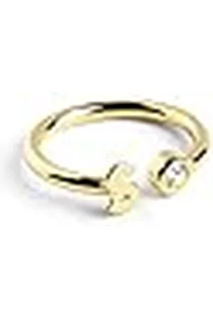 SINGULARU Anillo Personalizado Letter Spark. Ajustable. Plata de Ley 925 con Acabado Baño de de 18 Kt. Talla Unica. Joyas para Mujer. Letra S