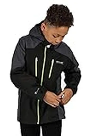 Regatta Junior Calderdale - Chaqueta Impermeable, Transpirable, con Forro De Malla Y Capucha Jackets Waterproof Shell, Unisex niños, , 5-6