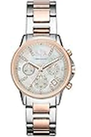 Armani Exchange Reloj Mujer, Movimiento cronógrafo de cuarzo, caja 36mm 2T Plata/Rosa de acero inoxidable con correa de acero, AX4331