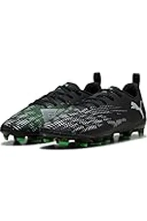 PUMA Future 8 Play FG/AG JR, Zapatillas de fútbol, Black Silver-Fluo Green, 28 EU
