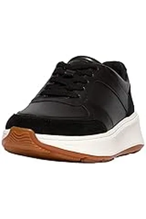FitFlop F-Mode Leather/Suede Flatform Sneakers, Zapatillas Mujer, Black, 43 EU