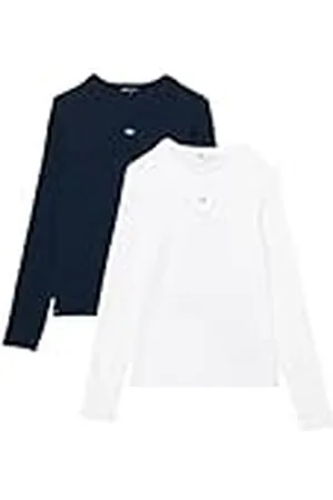 Tommy Hilfiger Camisetas de manga larga Hombre Pack de 2 Slim Essential Rib Cuello redondo, , L
