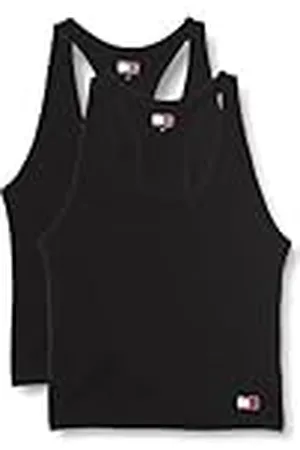 Tommy Hilfiger Camisetas de tirantes Top Pack de 2 Mujer Tejido elástico, Negro, XL