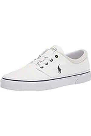 Ralph Lauren Tenis Faxon X para Hombre, Blanco/Newport Navy PP, 46 EU