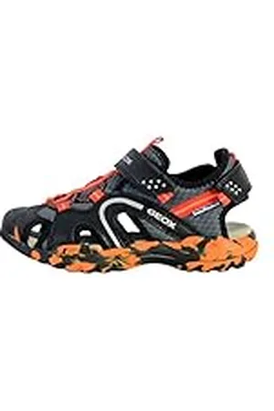 Geox J Borealis Boy, Sandalia Niños, Negro (Black/Red), 24 EU