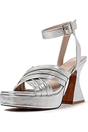L37 Handmade Shoes Late To Say Goodbye, Sandalia de tacón Mujer, Plata, 36 EU