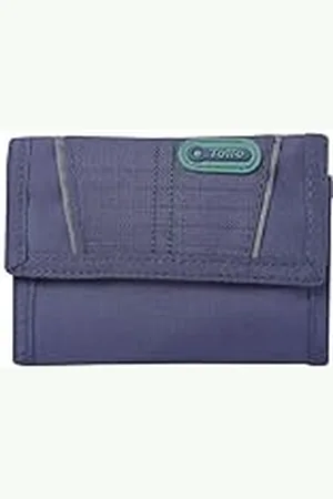 TOTTO Cartera Juvenil, Modelo UBA, con Sistema de Bloqueo RFID, con 10 Organizadores, Billetera y Tarjetero, Tamaño Compacto, Cierre de Solapa con Velcro, Versátil y Resistente, Color Azul